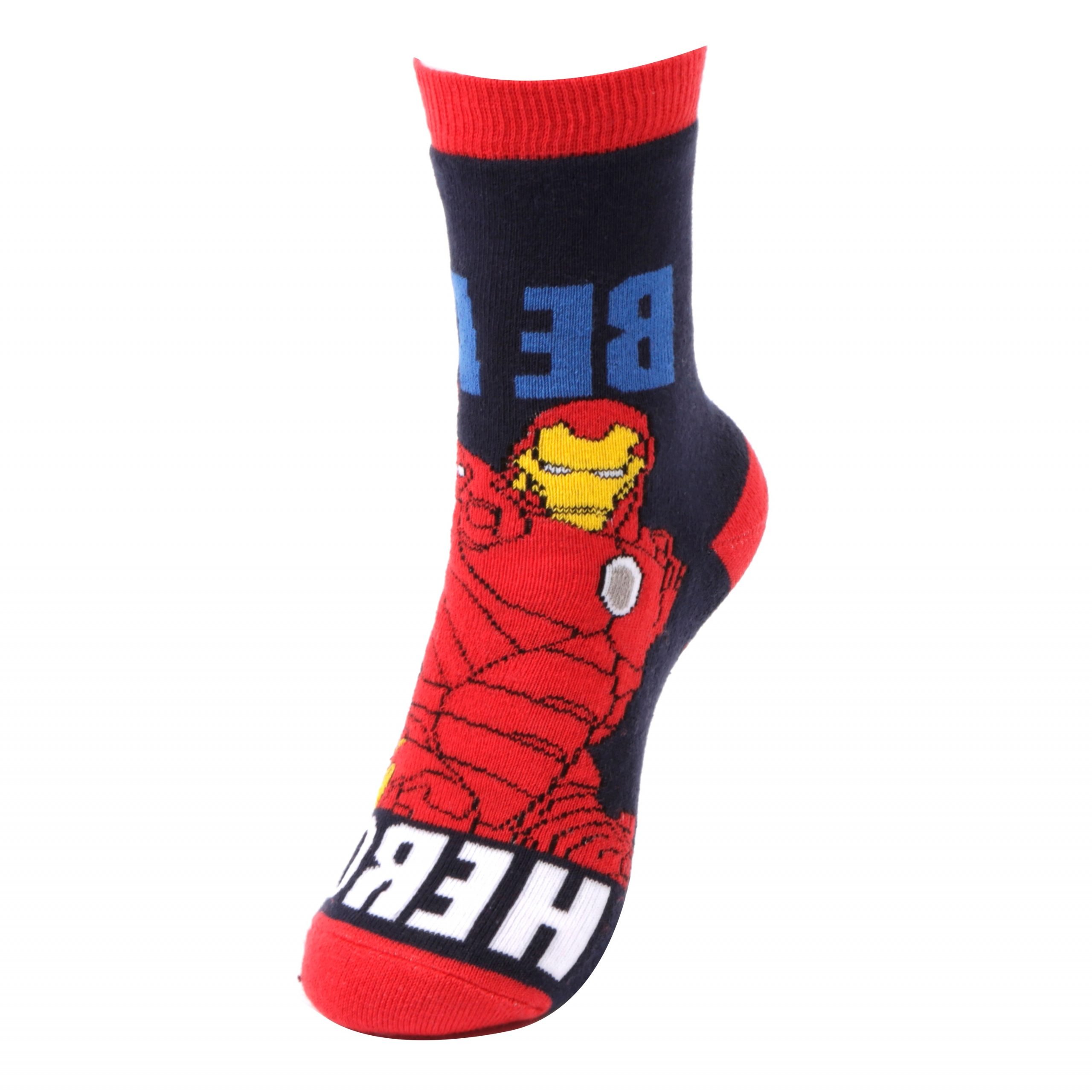 BOYS MARVEL AVENGERS  IRONMAN CHARACTER SLIPPER SOCKS 
