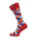 Mens Suit Socks Red Harlequin Design