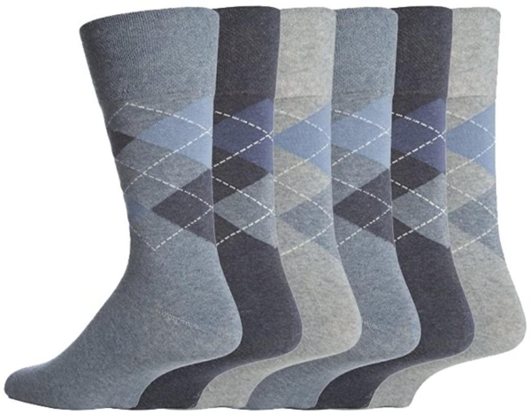 Mens Non Elastic Socks 3 Pack Blue Argyle Soft Top Gentle Grip  Hosierydirect.jpg