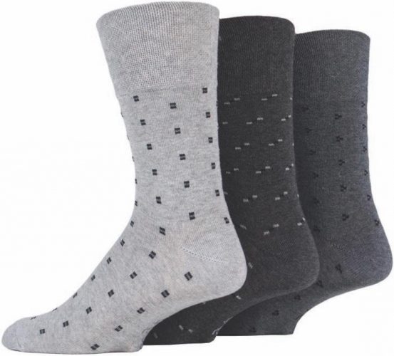 Mens-Non Elastic Soft Top Cotton-Socks-Grey-Dots-Socks-3pp1-Hosierydirect.jpg
