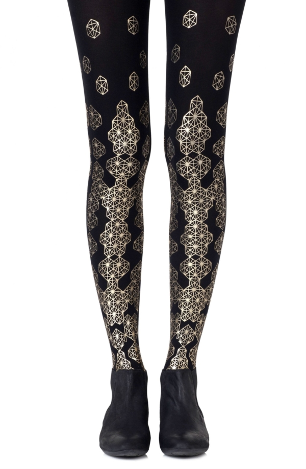 Womens-Black-Opaque-Print-Tights-f393-bg-Hosierydirect