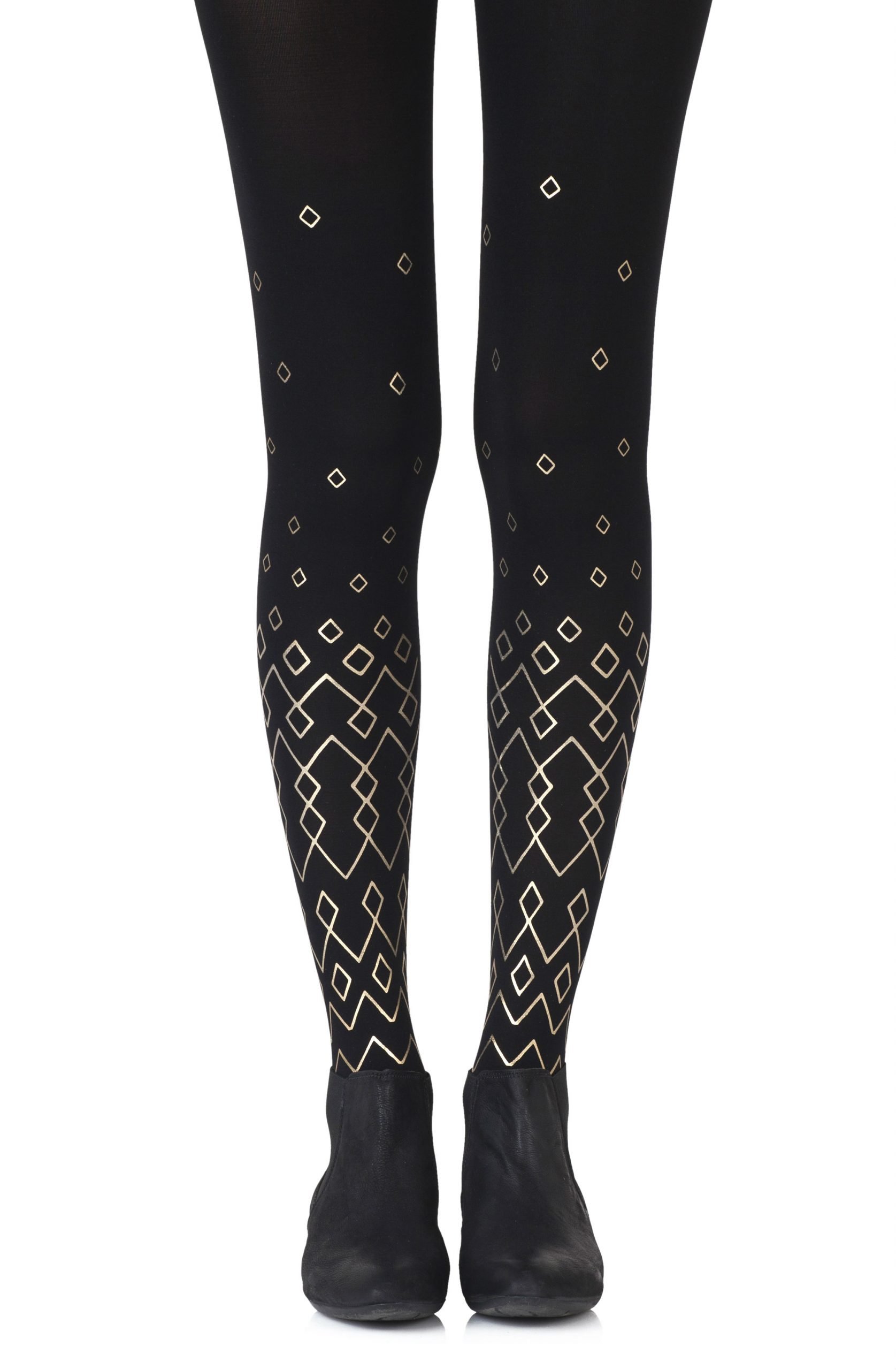 Womens-Black-Opaque-Print-Tights-f409-bg-Hosierydirect