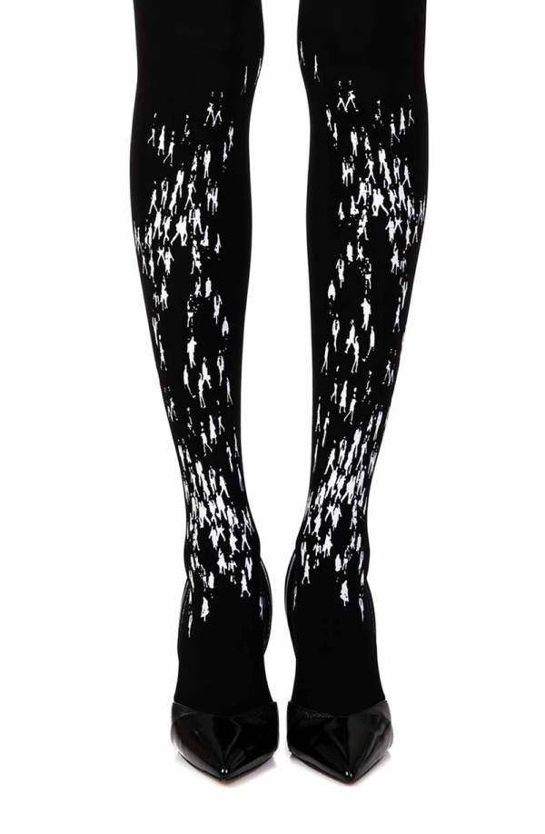 Womens Black Print Opaque Tights ZOF279-BGR_1-Hosierydirect