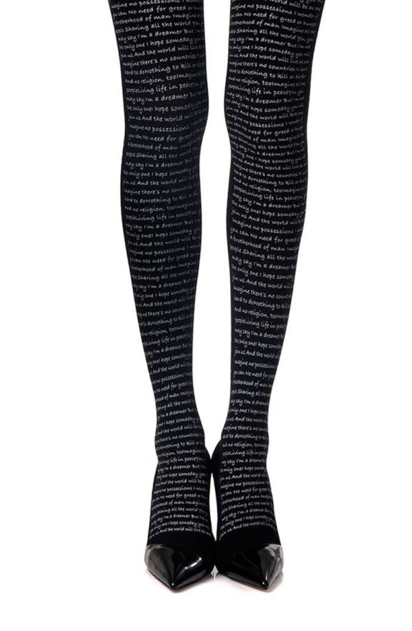 Womens Black Print Tights ZOF247-BGR_1-Hosierydirect