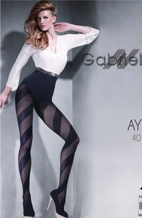 Womens-Black-Semi-Opaque-Tights-with-All-Over-Swirl-Print-Design-arya_388-Hosierydirect