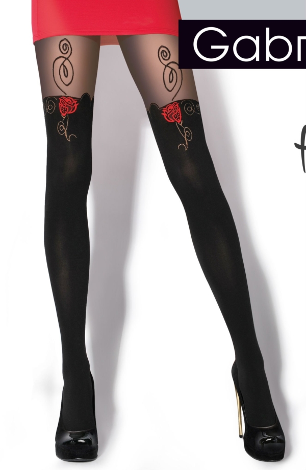 Womens-Black-Semi-Opaque-Tights-with-Rose-Design-gab_322_hatty_closeup-Hosierydirect