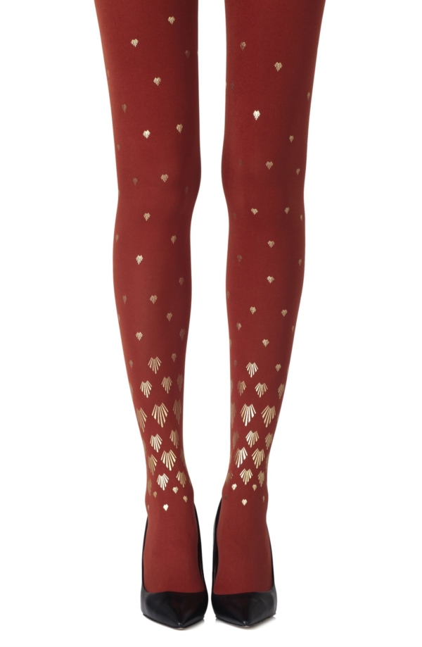 Womens-Burgundy-Opaque-Print-Tights-f366-rug-Hosierydirect