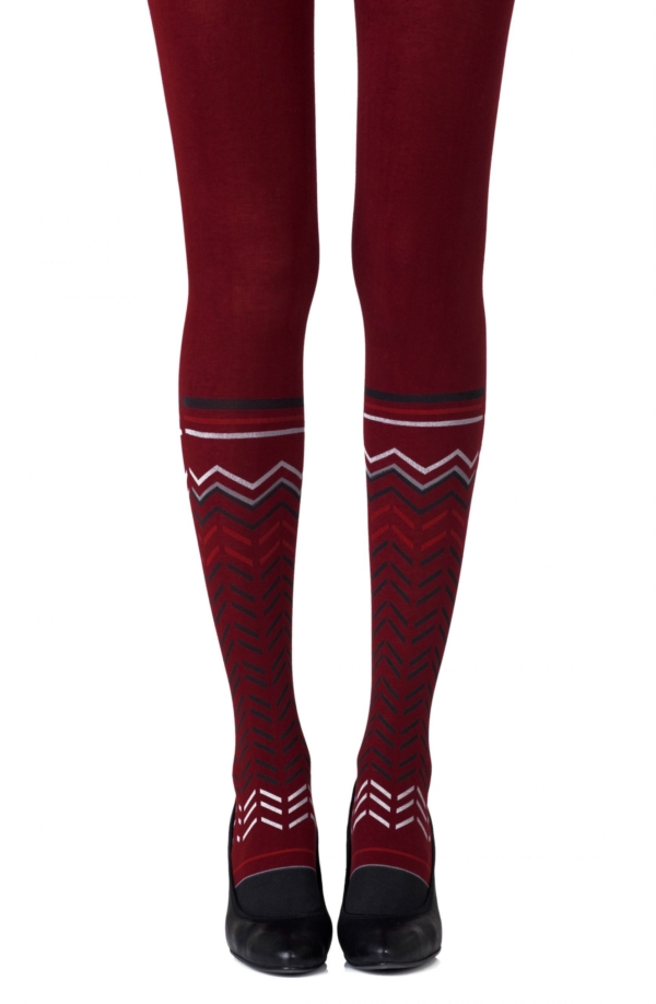 Womens-Burgundy-Opaque-Print-Tights-r445-bub-Hosierydirect