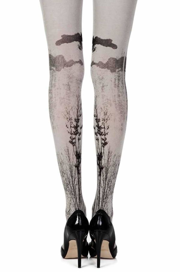 Womens Grey Opaque Printed Tights ZOR301-LGB_B_1-Hosierydirect