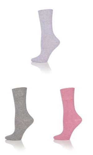 Womens-Non Elastic Soft Top Diabetic Cotton Socks 3 Pack Pink Grey_2 Hosierydirect.jpg