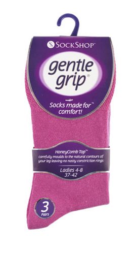 Womens-Non Elastic Soft Top Diabetic Cotton Socks 3 Pack -Pink3-Hosierydirect