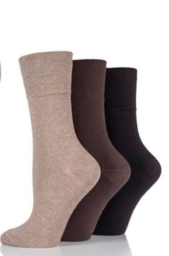 Womens-Non Elastic Soft Top Diabetic Cotton Socks 3 Pack -Plain-Dark-Brown-Mix1-Hosierydirect.jpg