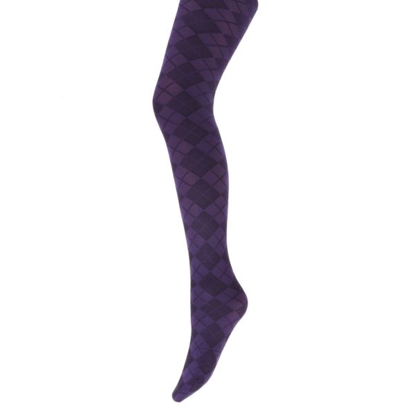 Womens-Tights-Purple-Opaque-Argyle3-Hosierydirect