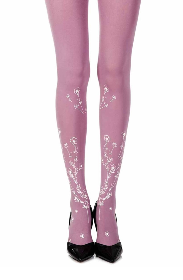 Womens Violet Print Sheer Tights ZOF344-VC_1-Hosierydirect