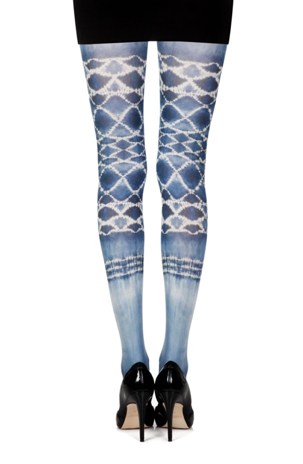Womens White Print Tights F339-TD_B_1-Hosierydirect