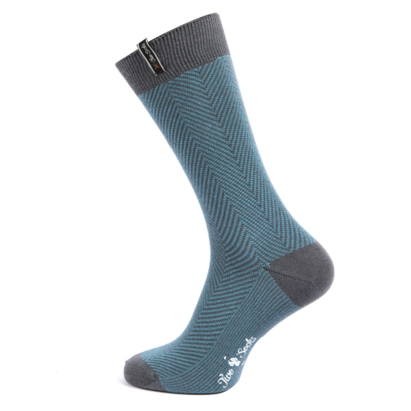 Mens Bamboo Cotton Suit Socks Grey Zig Zag Design