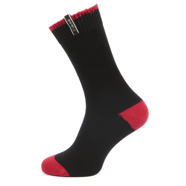 Mens Bamboo Cotton Thick Knit black and red Socks Contrasting Heal and Toe Design  hosierydirect.jpg