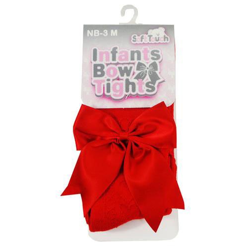 Baby Girls T122 Red Plain Knit Tights with Bow _0 hosierydirect.jpg